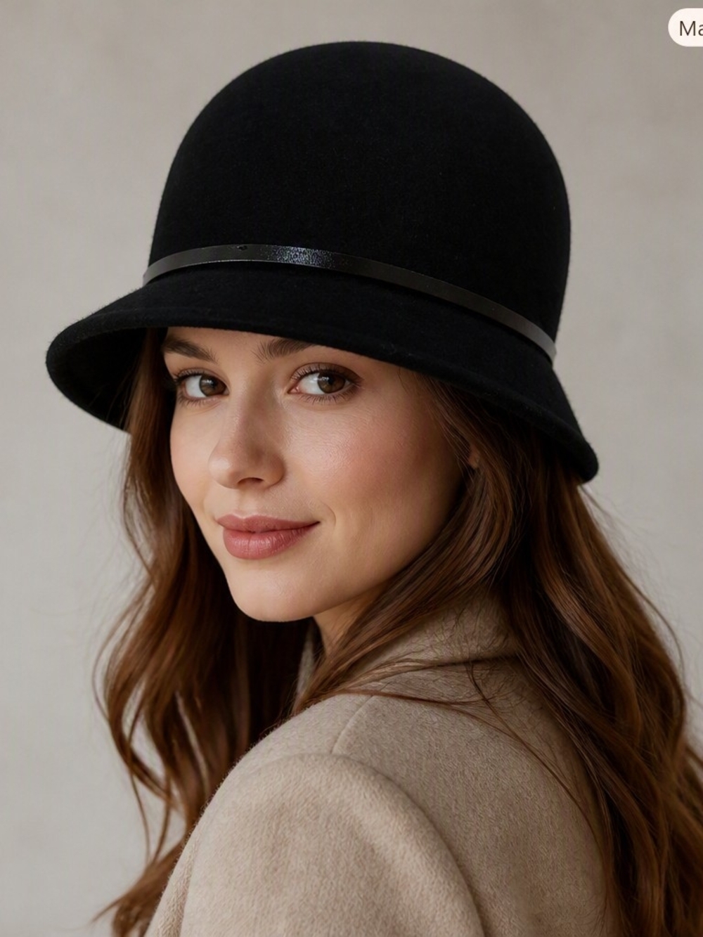 August Wool Black Cloche Women's Hat